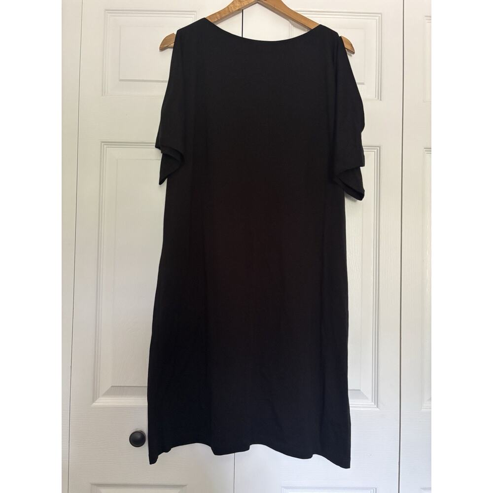 Women’s Eileen Fisher Cold Shoulder Black Dress Size Medium